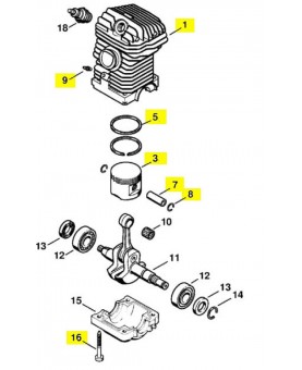 Repères 1-3-5-7 à 9 et 16 Cylindre
