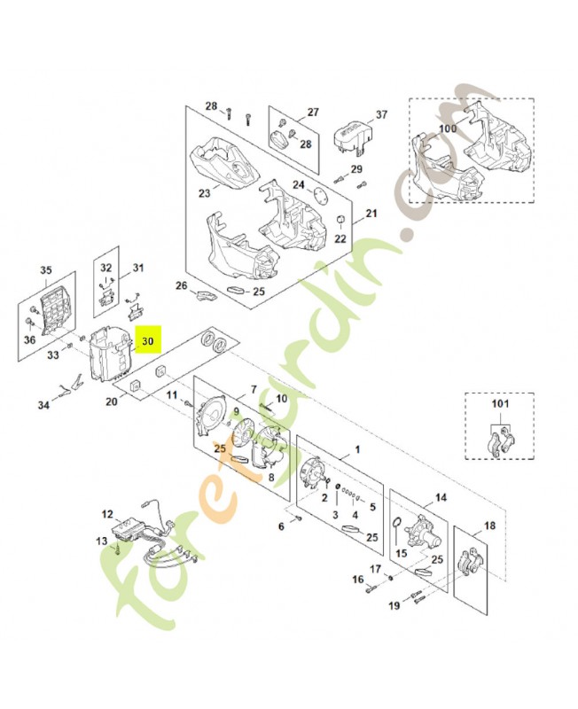 Logement pour batterie FA03-403-3200- Pièce détachée Stihl
