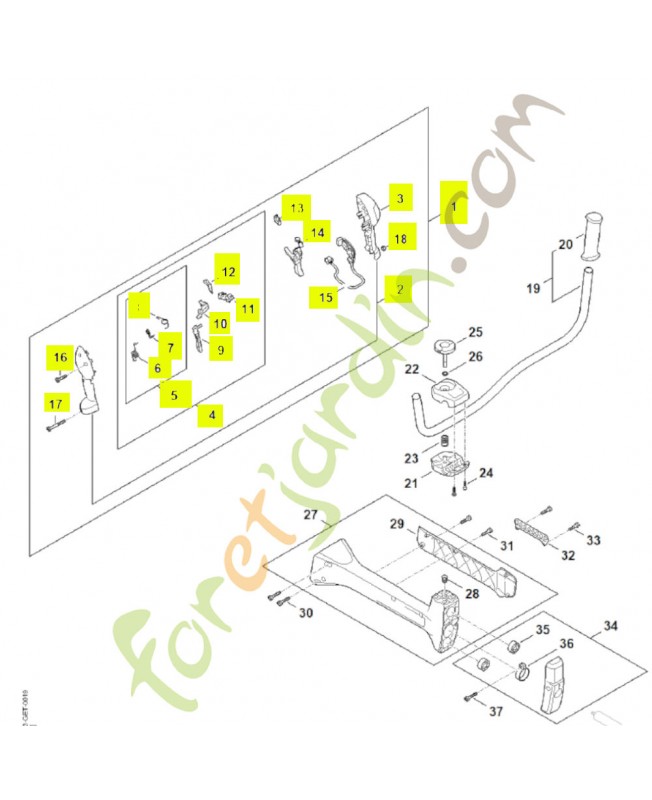 Poignée de commande FA03-790-1300- Pièce détachée Stihl