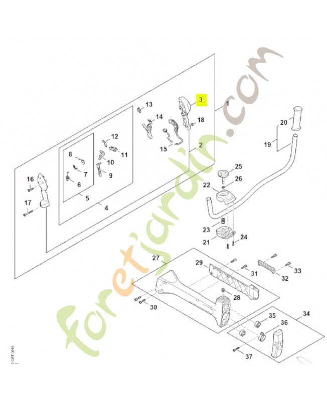 Monture de poignée FA03-790-1100- Pièce détachée Stihl