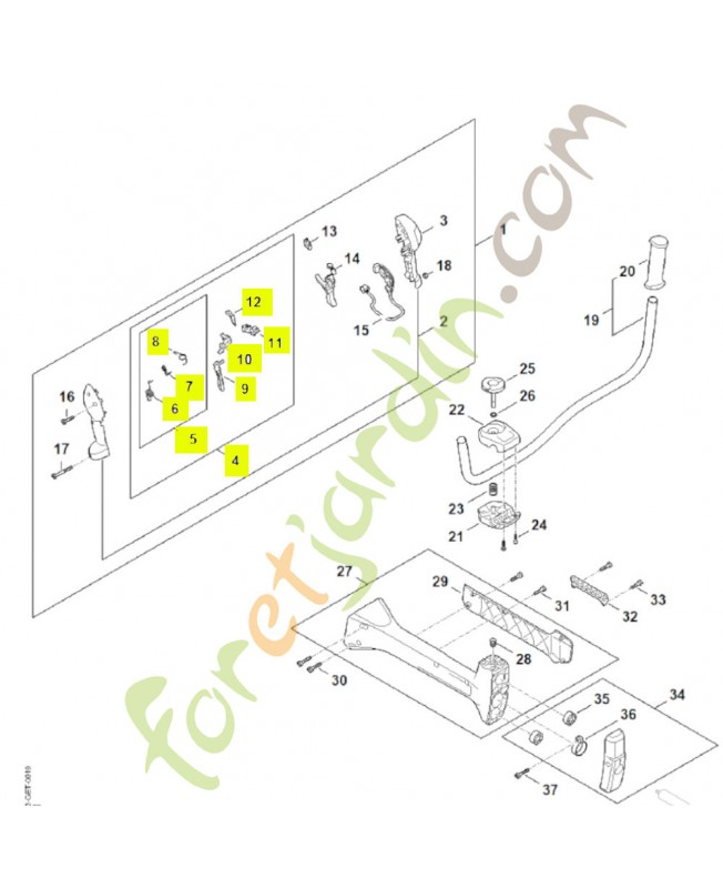 Jeu d'éléments de commande  FA03-007-3800 - Pièce détachée Stihl