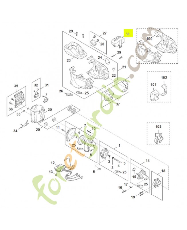 Couvercle de logement pour batterie AP stihl 4850-602-0900