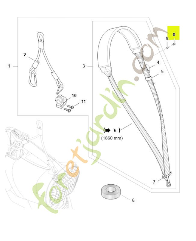Rivet partie tête 4x8 Stihl réf. 9409-021-4420. Pièce de rechange Sithl