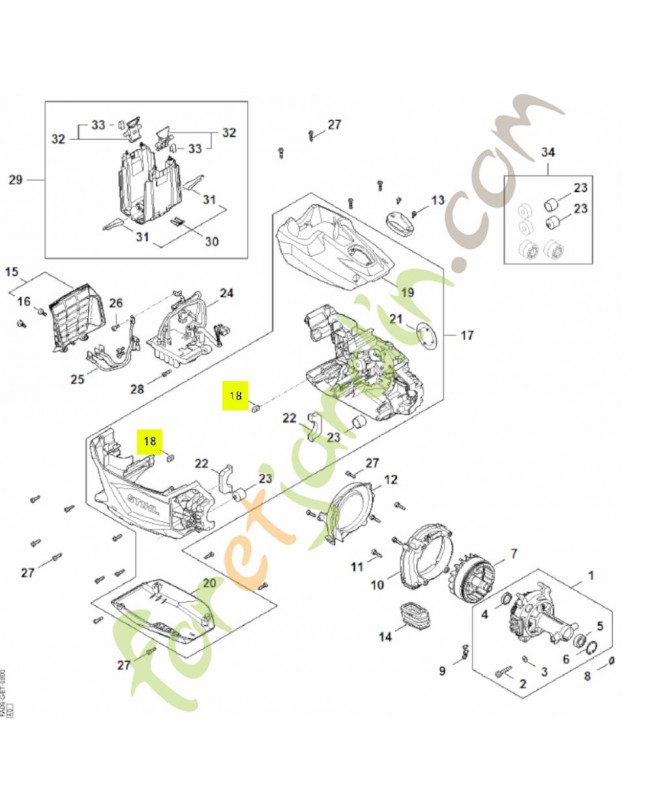 Ecrou à quatre pans FA03 955 1000- Pièce détachée Stihl