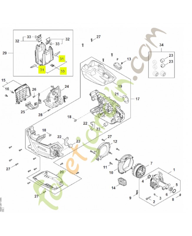 Jeu de pièces ressort HA02-007-1001- Pièce détachée Stihl
