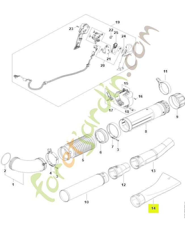 Buse plate coudé 4282-708-6304. Pièce détachée Stihl / Vicking