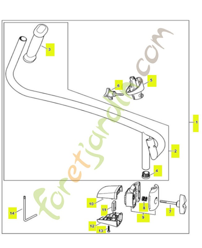 Poignée tubulaire 4282-790-1700. Pièce détachée Stihl / Vicking