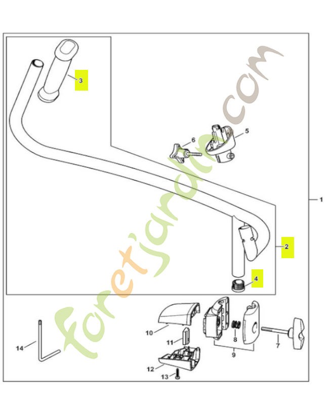 Poignée tubulaire 4282-790-1701. Pièce détachée Stihl / Vicking
