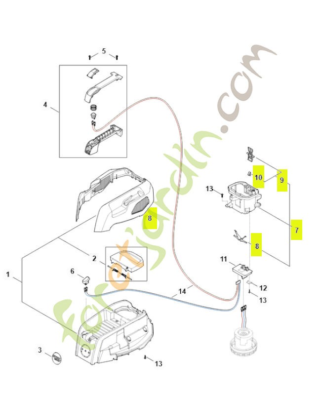 Logement pour batterie SA04-400-9402- Pièce détachée Stihl / Vicking