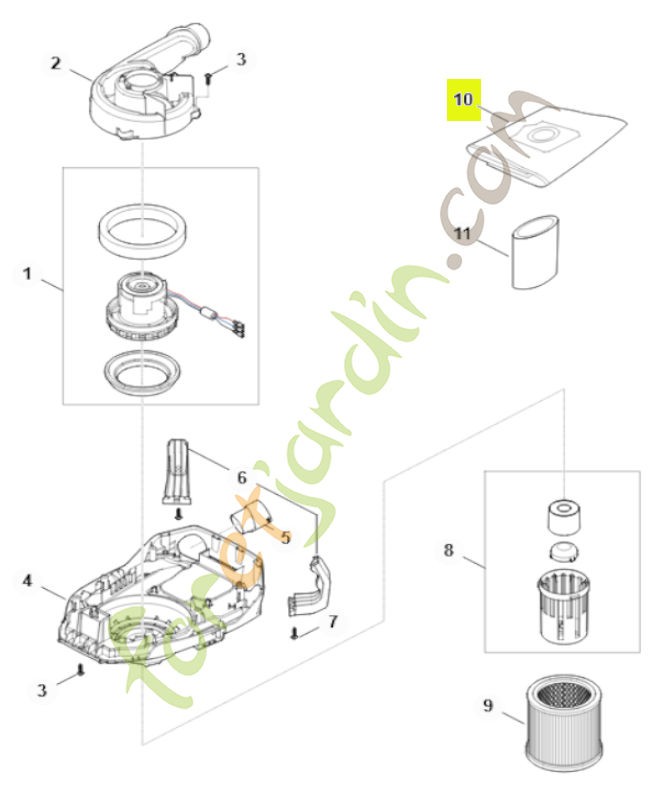 Sac à poussière SA04-500-9000- Pièce détachée Stihl / Vicking