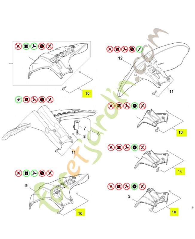 Jeu de 10 vis Stihl ref. 0000-007-1044