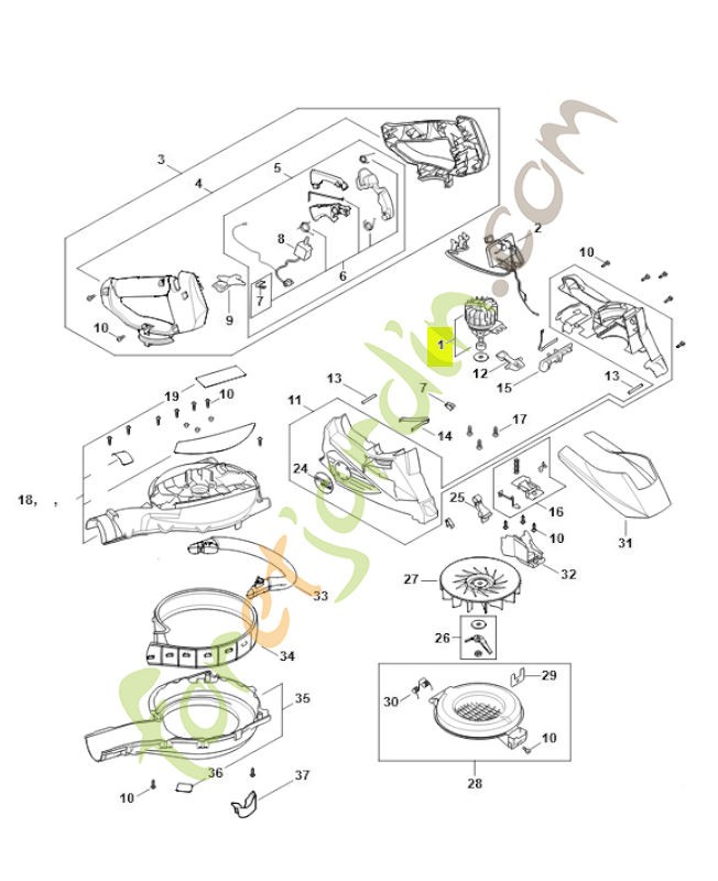 Moteur électrique SA02-600-0201- Pièce détachée Stihl / Vicking