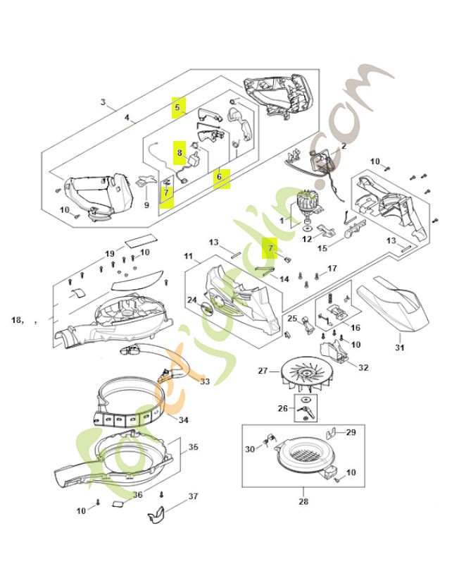 Jeu d'éléments de commande SA02-007-3800- Pièce détachée Stihl / Vicking
