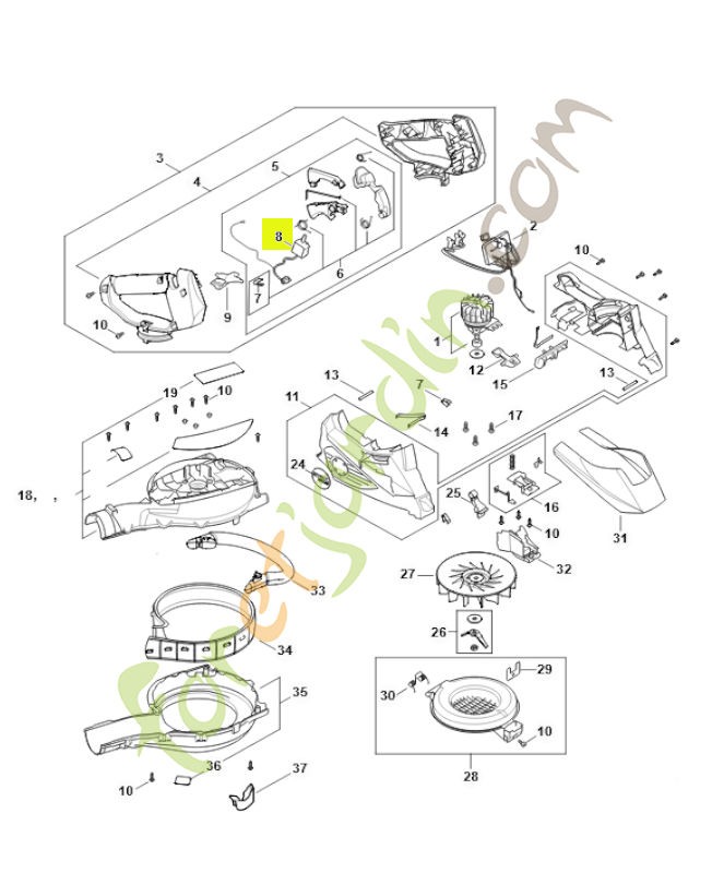 Commutateur SA02-430-0500- Pièce détachée Stihl / Vicking