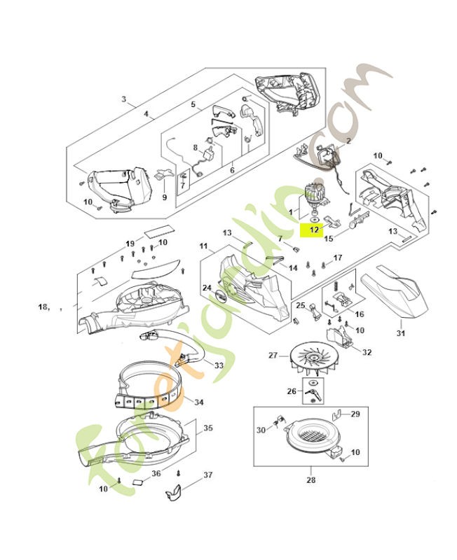 Levier d'arrêt HA01-435-7302- Pièce détachée Stihl / Vicking