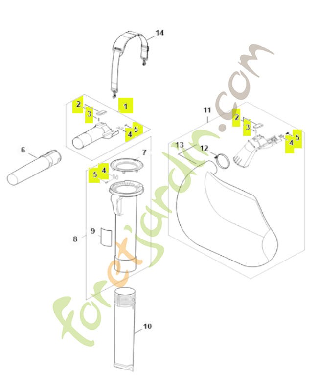 Tube de soufflage SA02-700-1801. Pièce détachée Stihl / Vicking