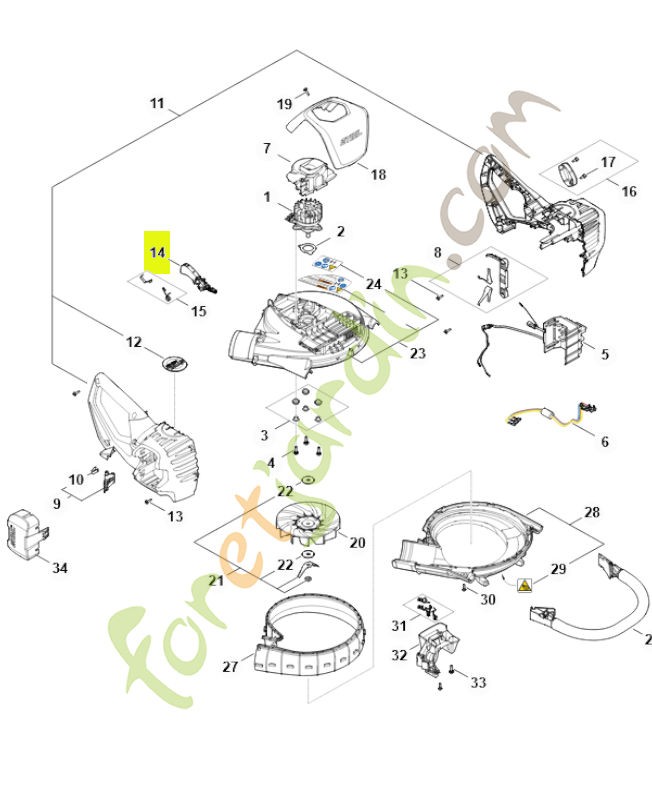 Levier de commande BA03-430-2100 - Pièce détachée Stihl / Vicking