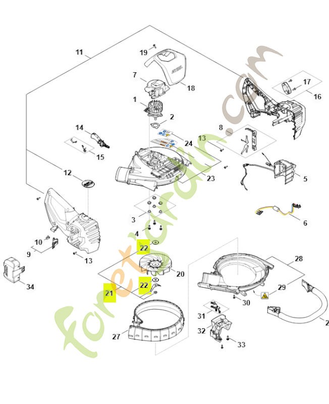 Jeu de pièces couteau de broyage SA02-770-0900- Pièce détachée Stihl / Vicking