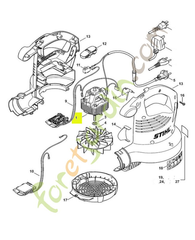Moteur électrique 230 volts 4811-600-0203 - Pièce détachée Stihl / Vicking