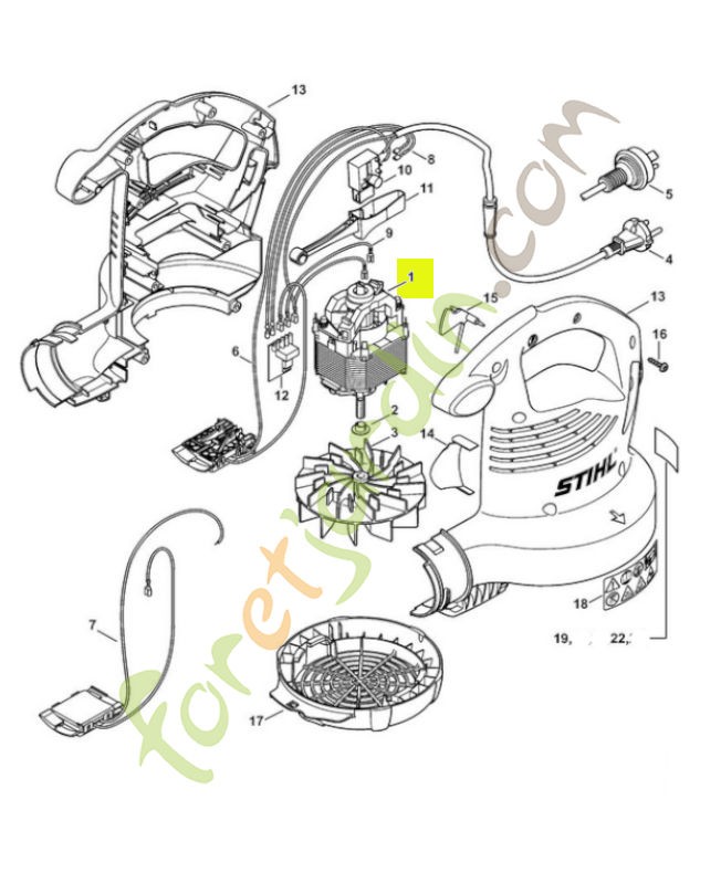 Moteur électrique 230 V/50 Hz 4811-600-0204. Pièce de rechange Sithl / Vicking