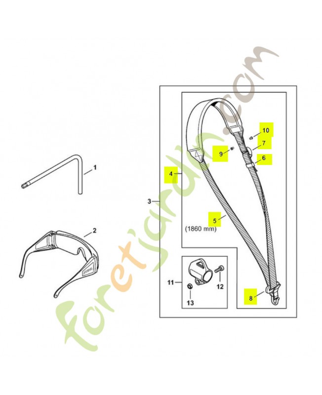 Harnais simple Stihl pour petite débroussailleuse ref 4119-710-9012