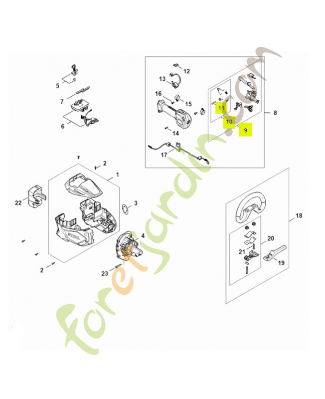 Jeu d'éléments de commande FA08-007-3800- Pièce détachée Stihl
