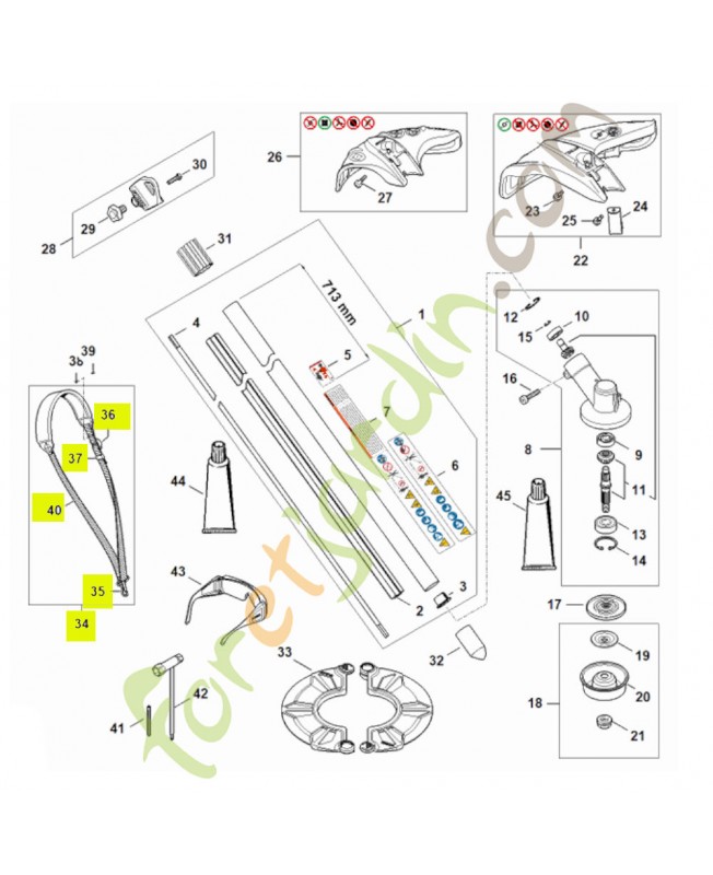 Harnais simple Stihl pour petite débroussailleuse ref 4119-710-9012