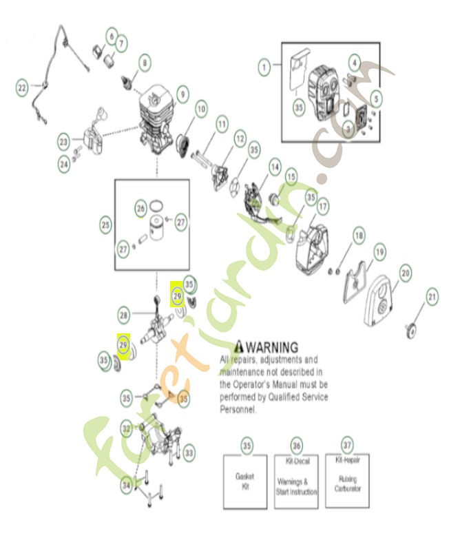 Roulement référence 545013401. Pièce de rechange Husqvarna