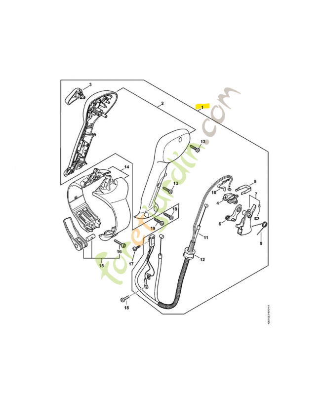 Poignée de commande avec câble de commande des gaz