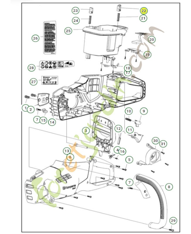 Bouton poussoir 585636101  - Pièce de détachée Husqvarna
