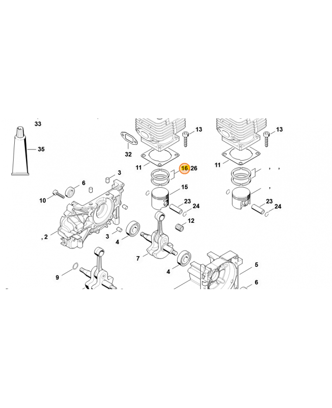 Segment de piston ø 35x1.2 mm