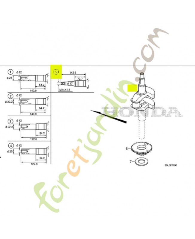 Vilebrequin  Honda 13311-Z9L-880