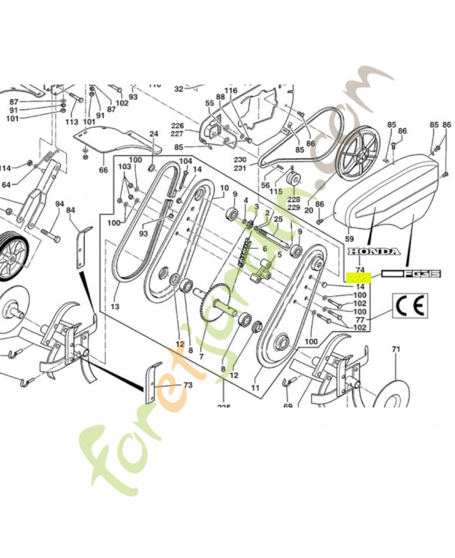 Étiquette fg315  Honda référence PB21039