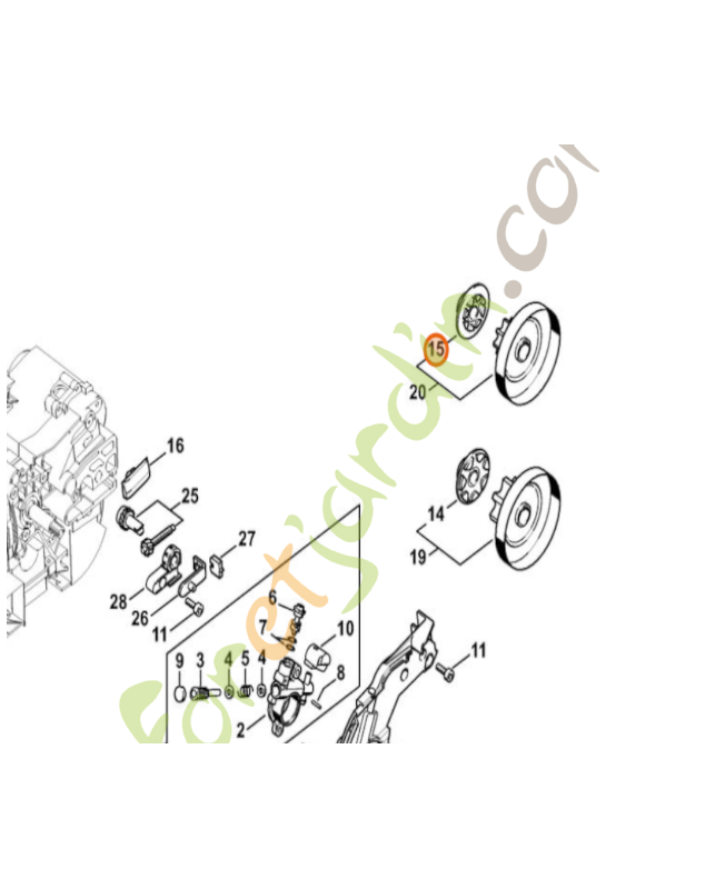 Vis sans fin 1/4 8 dts Stihl Réf 1129-640-7102