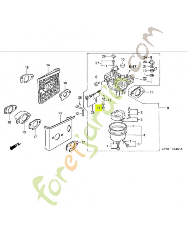 Gicleur principal, 90 - Réf. Honda 99101ZH70900