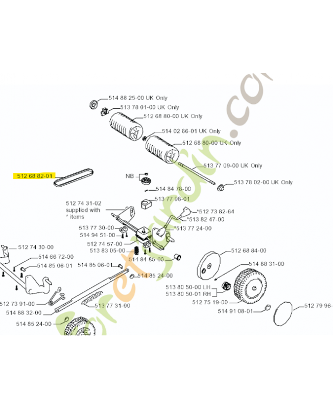 Courroie 512688201. Pièce de rechange Husqvarna