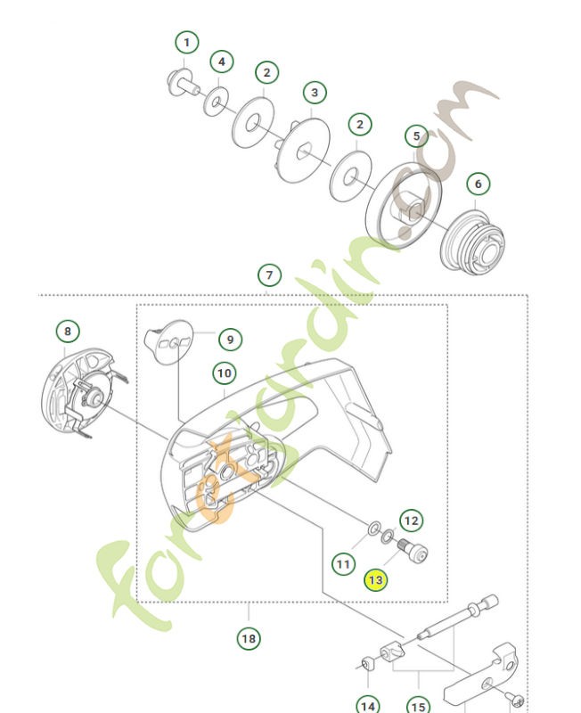 Roue à vis sans fin 596514101. Pièce détachée Husqvarna