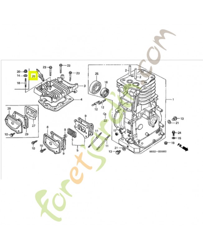 Bougie d'allumage  (W14F-U) Réf. Honda 98076-54720 et 98076-54780
