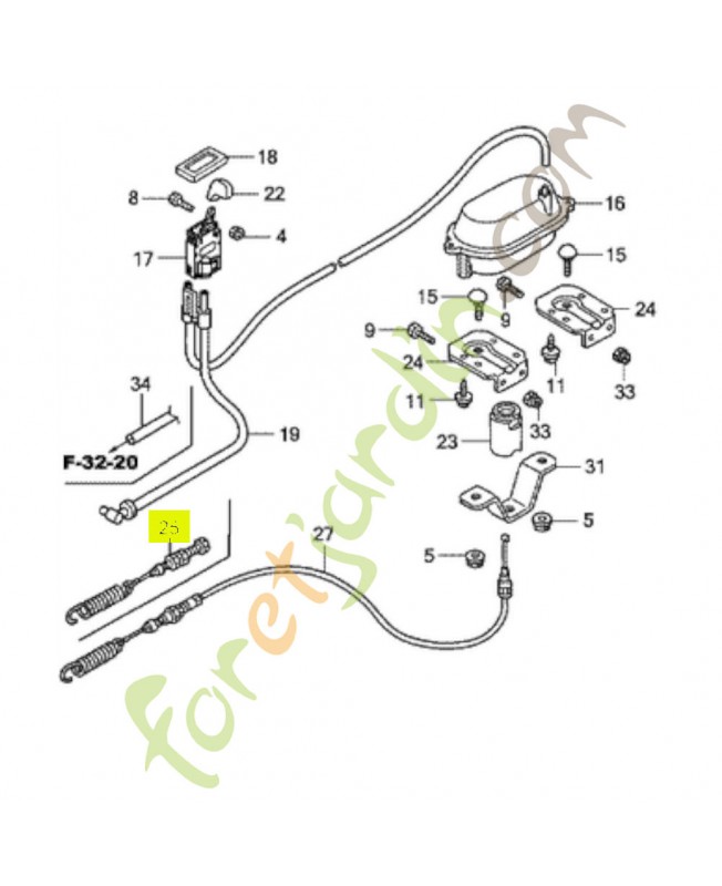 Cable de commande Réf. Honda CG82004609H0 et 80521-VK1-003