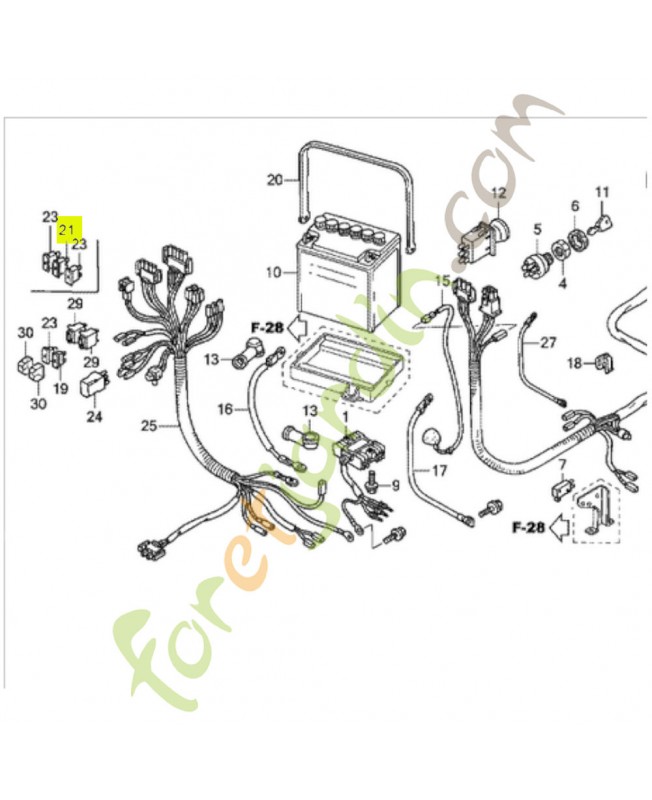 Fusible 25A Réf. Honda CG33340036H0 et 80473-VK1-003