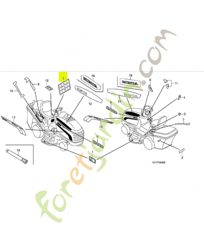 Etiquette Réf. Honda 80107-Y09-003 et 80157VK1003