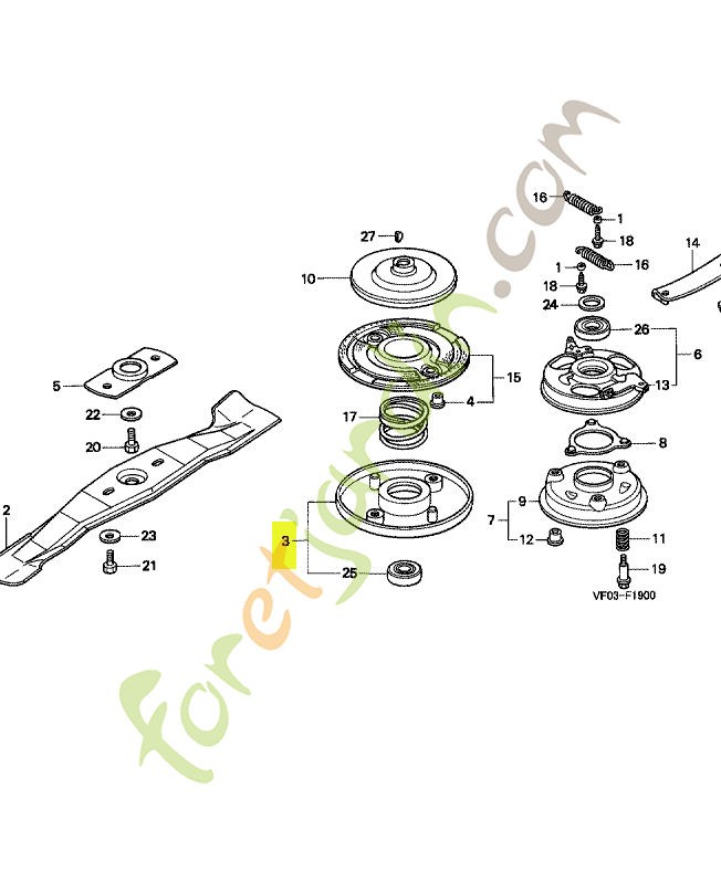 Ens. porte-lame réf. Honda 72600VF0750