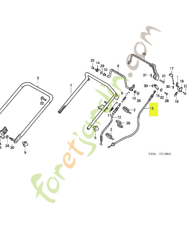 Cable comp. roto-stop réf. Honda 54530VA3J01
