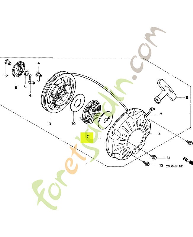 Ressort de lanceur réf. Honda 28442ZH8003