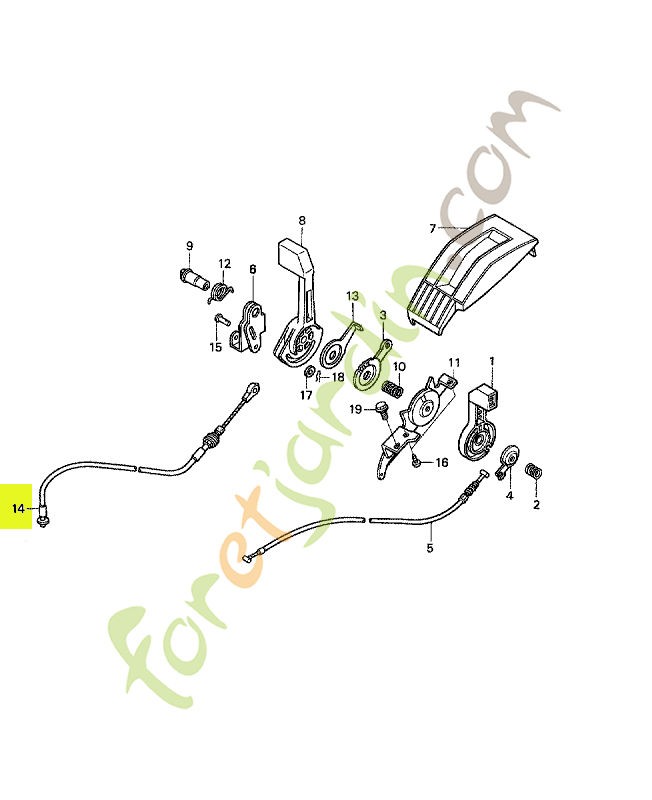 Cable comp. changement réf. Honda 54630VF0953