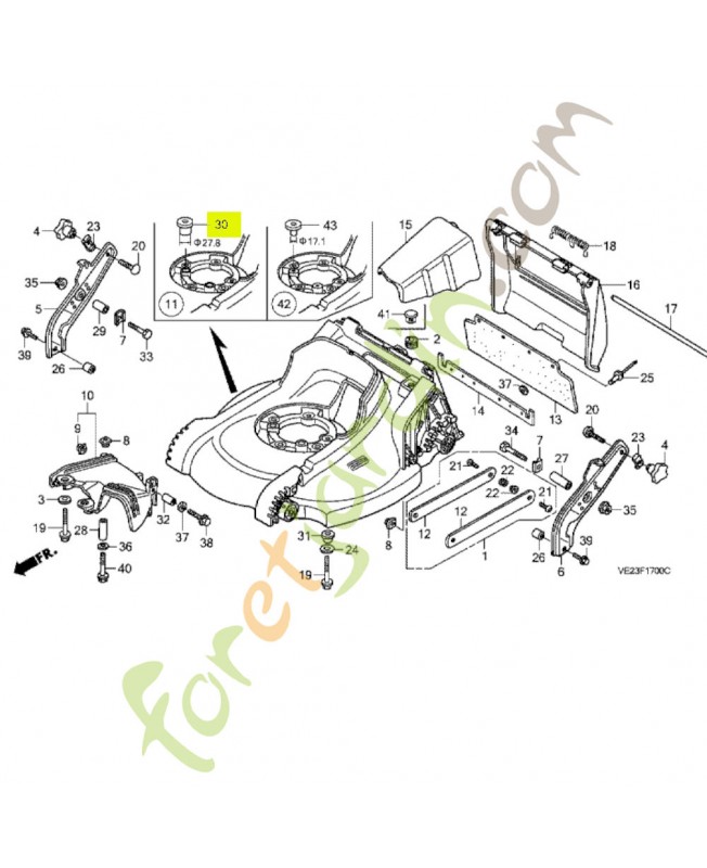 Butoir Honda 91555VE1E00  Remplace référence 91555VE2L00