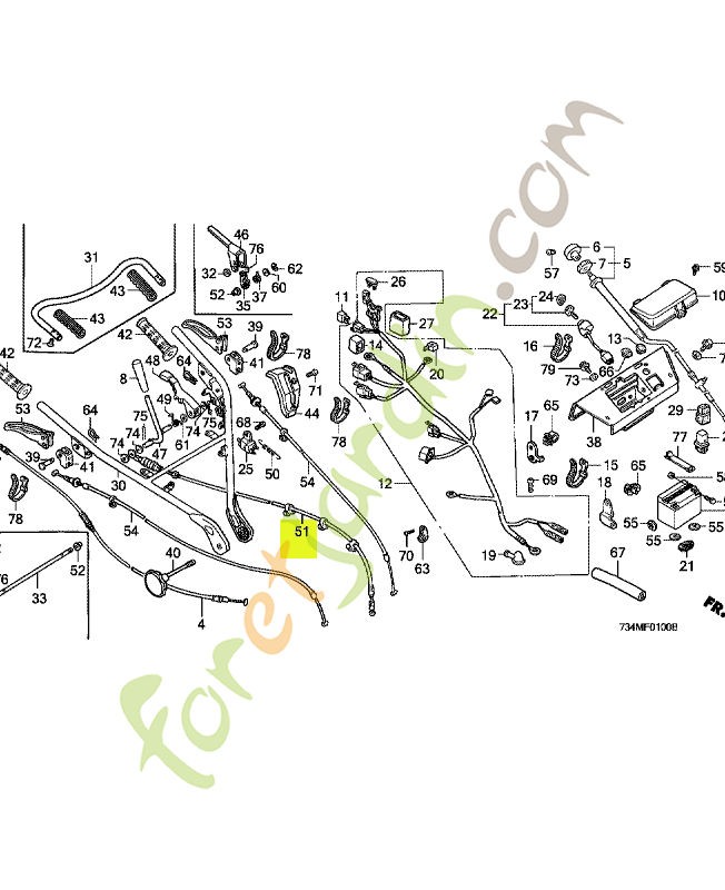 Cable comp. d'embrayage réf. Honda 54720734T40