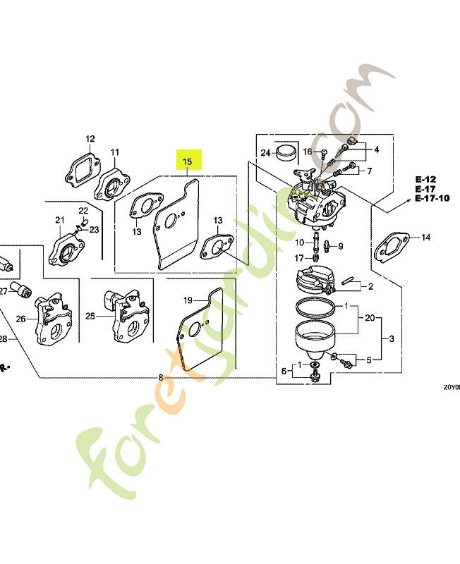 Déflecteur réf. Honda 19650ZM0000
