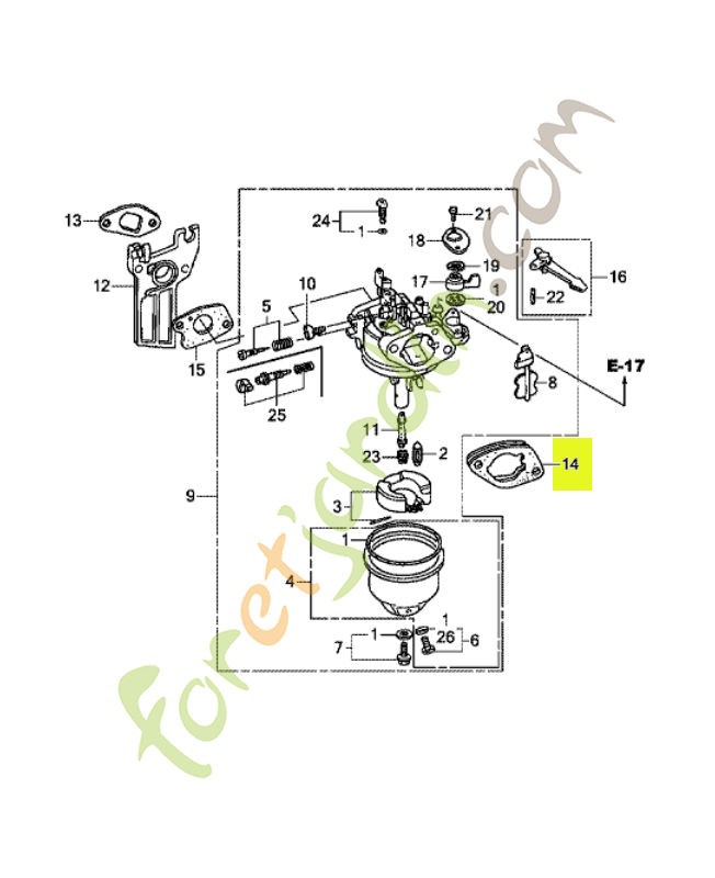 Entretoise comp. carburat réf. Honda 16220ZE1020