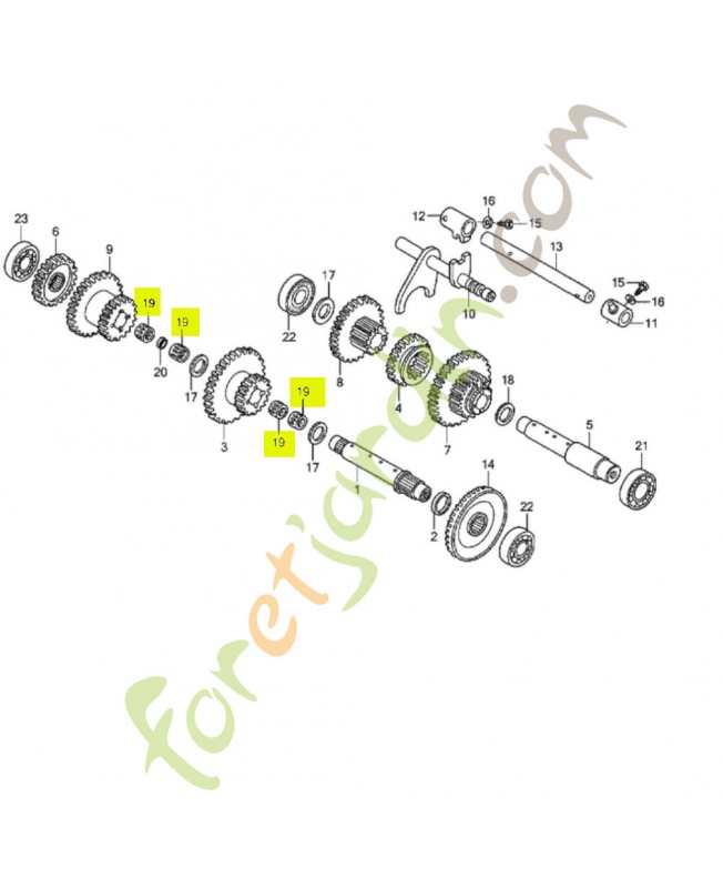 Roulement a aiguilles 20X24X17 Honda 91051727000